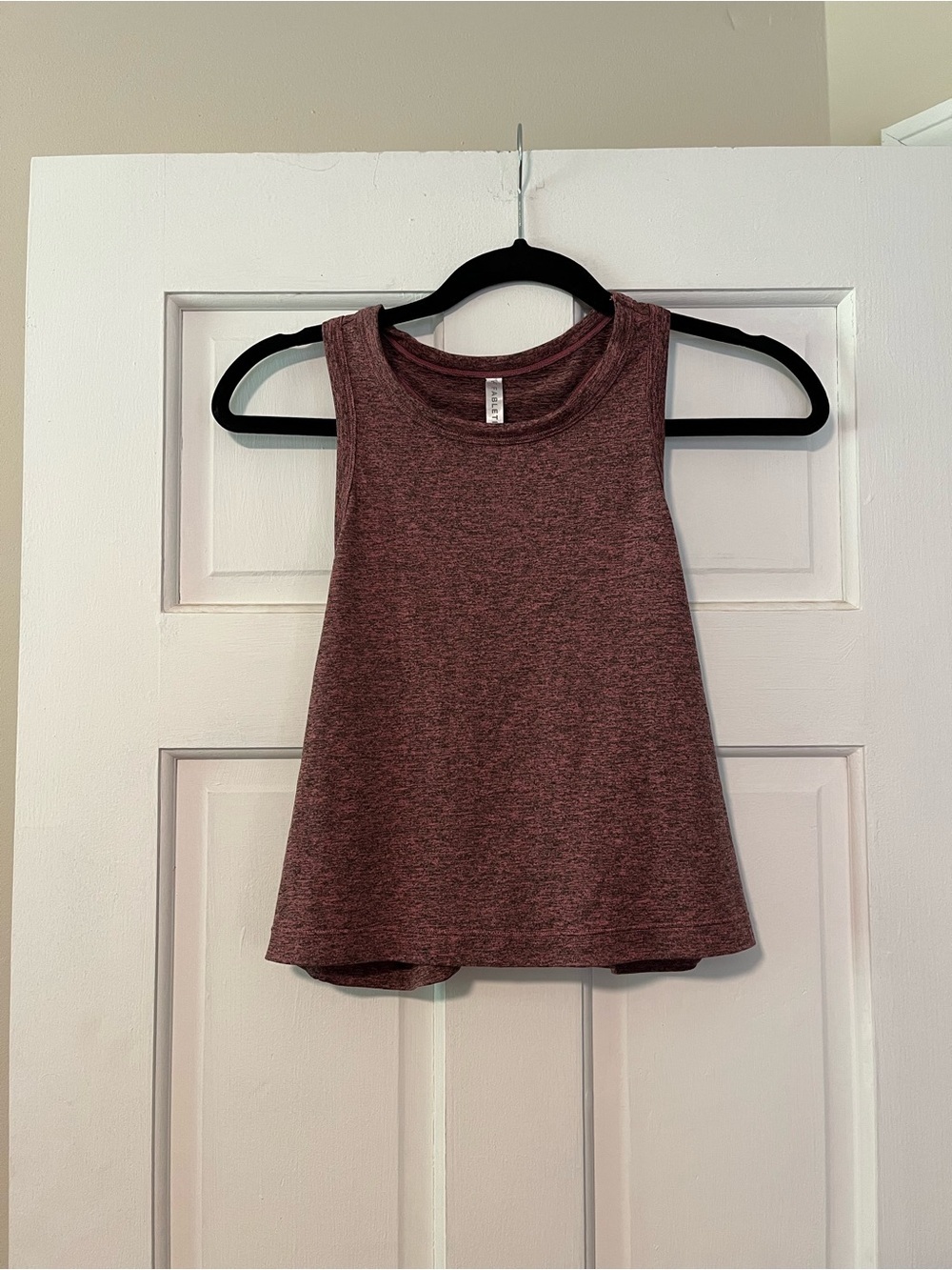 NWOT Fabletics pink and black heathered merle racerback Tank